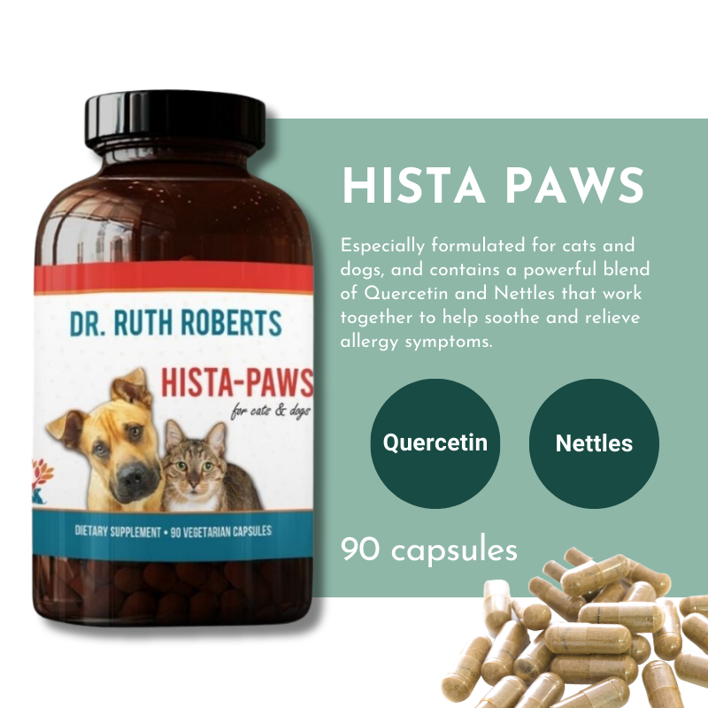 Hista Paws - Herbal Allergy Supplement for Cats and Dogs - Add Hista Paws to your pet's daily routine and watch as their allergy symptoms diminish and their quality of life improves.