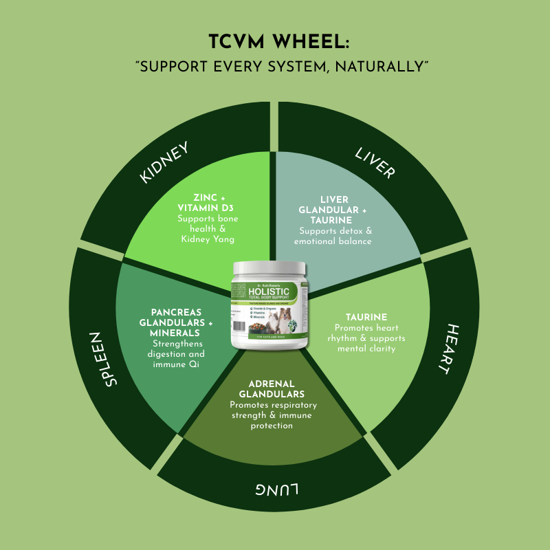 Longevity & Wellness Kit
Essential vitamins, minerals, and glandular support TCVM Wheel