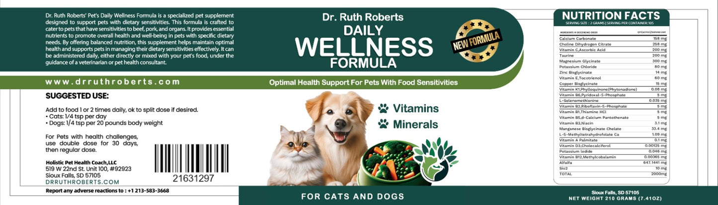PRE-ORDER Daily Wellness Formula — Glandular-Free Multivitamin for Dogs & Cats with Beef, Pork, or Organ Sensitivities