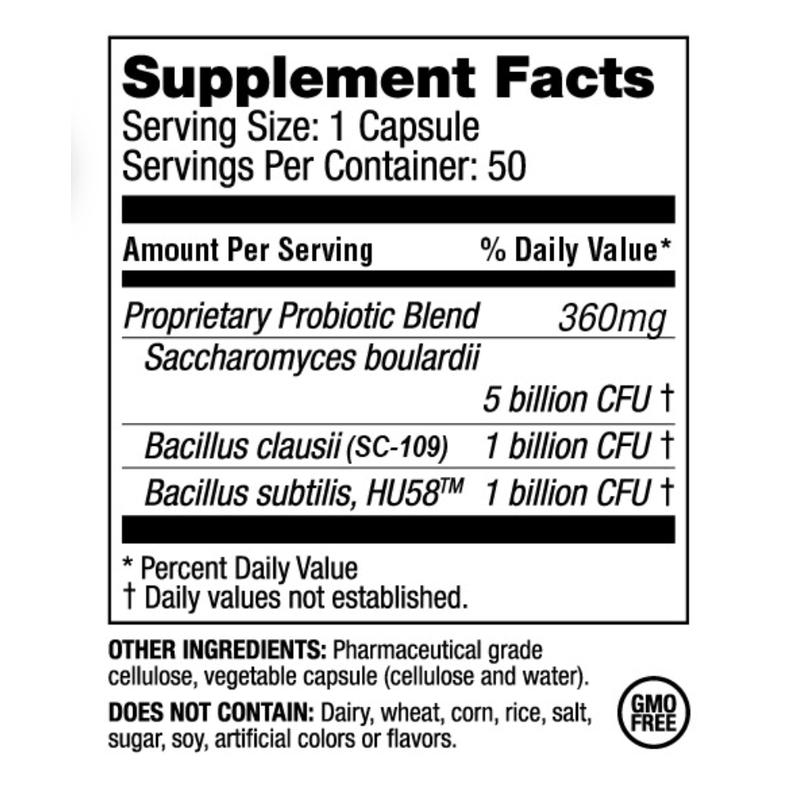 RestorFlora Spore + Yeast Probiotic Supplement facts
