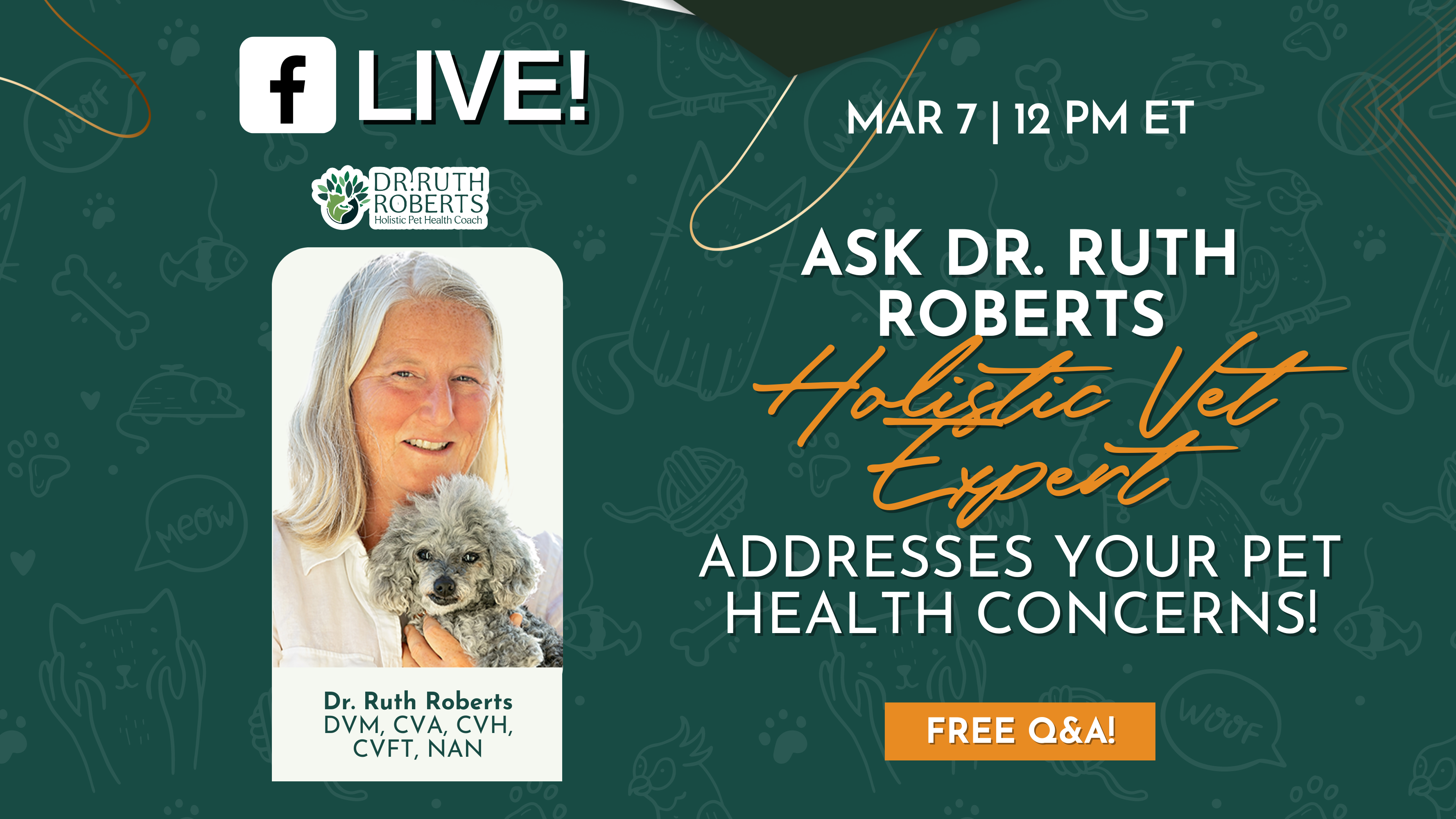 Live Pet Health Q&A with Dr. Ruth Roberts - Holistic Veterinary Advice