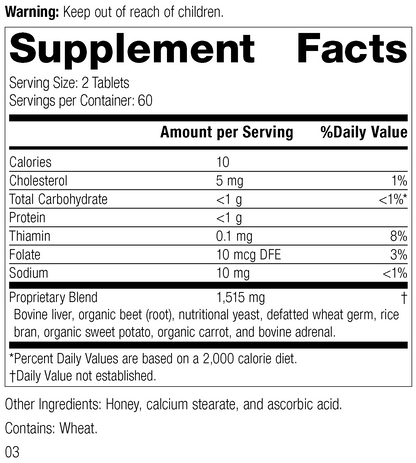 Cataplex® B-Core 120 Tablets Rev 03 Supplement Facts