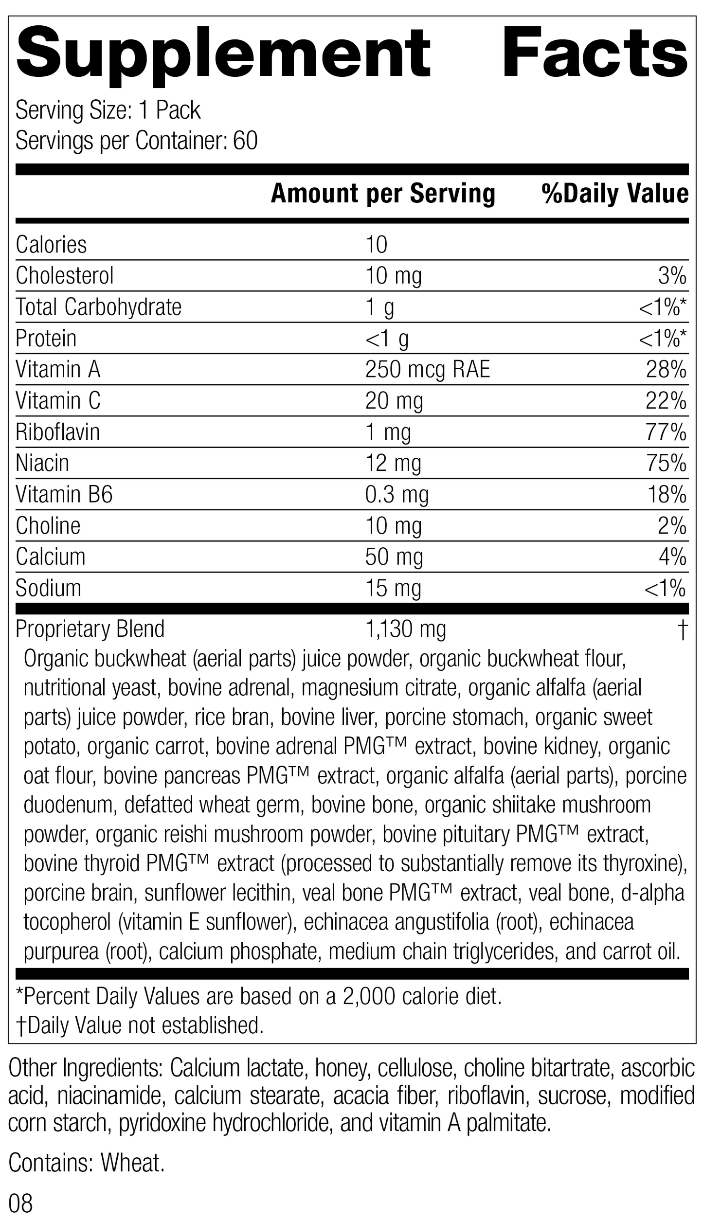 Adrenal Health Pack, Rev 08 Supplement Facts