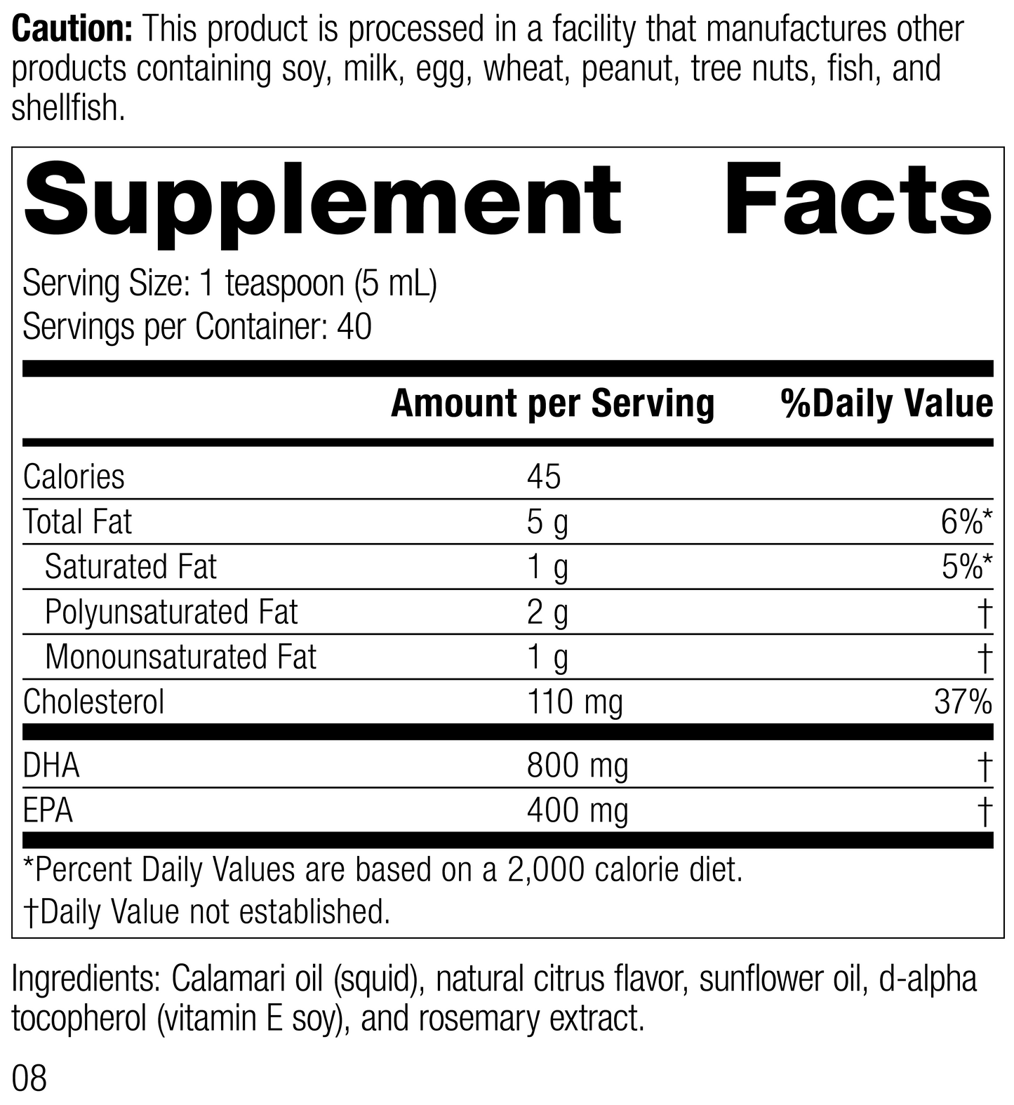 Calamari Omega 3 Liquid 200 mL 6.8 fl oz Dr. Ruth Roberts