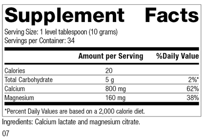 Calcium Lactate Powder, 12 Ounces, Rev 07 Supplement Facts