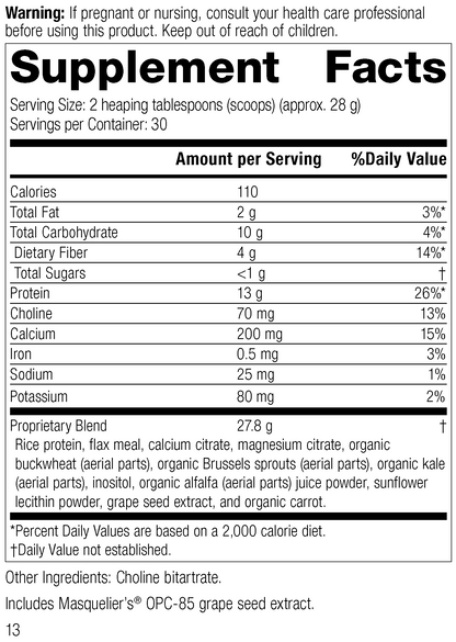 SP Complete® Dairy Free, Rev 11 Supplement Facts