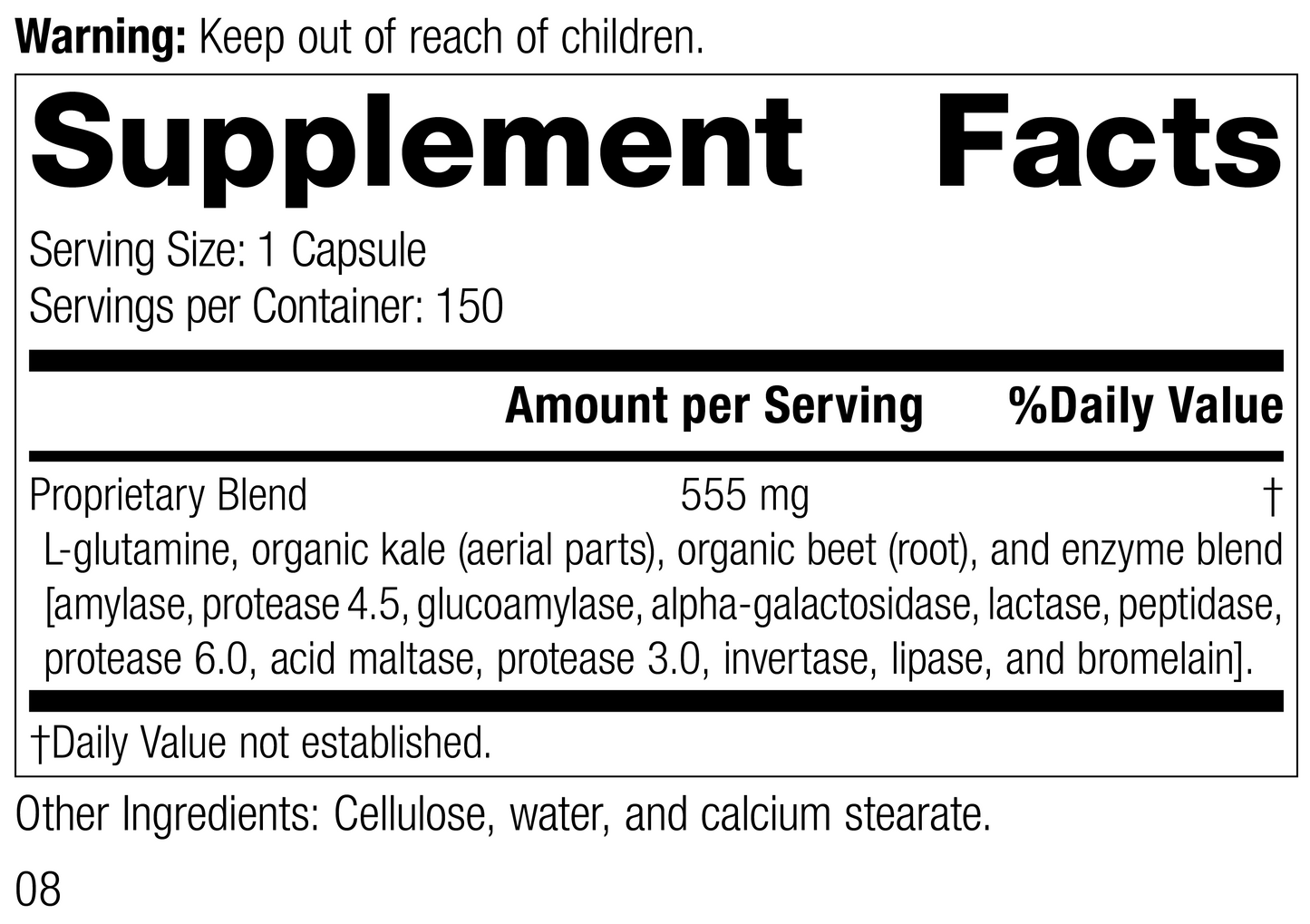 Enzycore, 150 Capsules, Rev 07 Supplement Facts