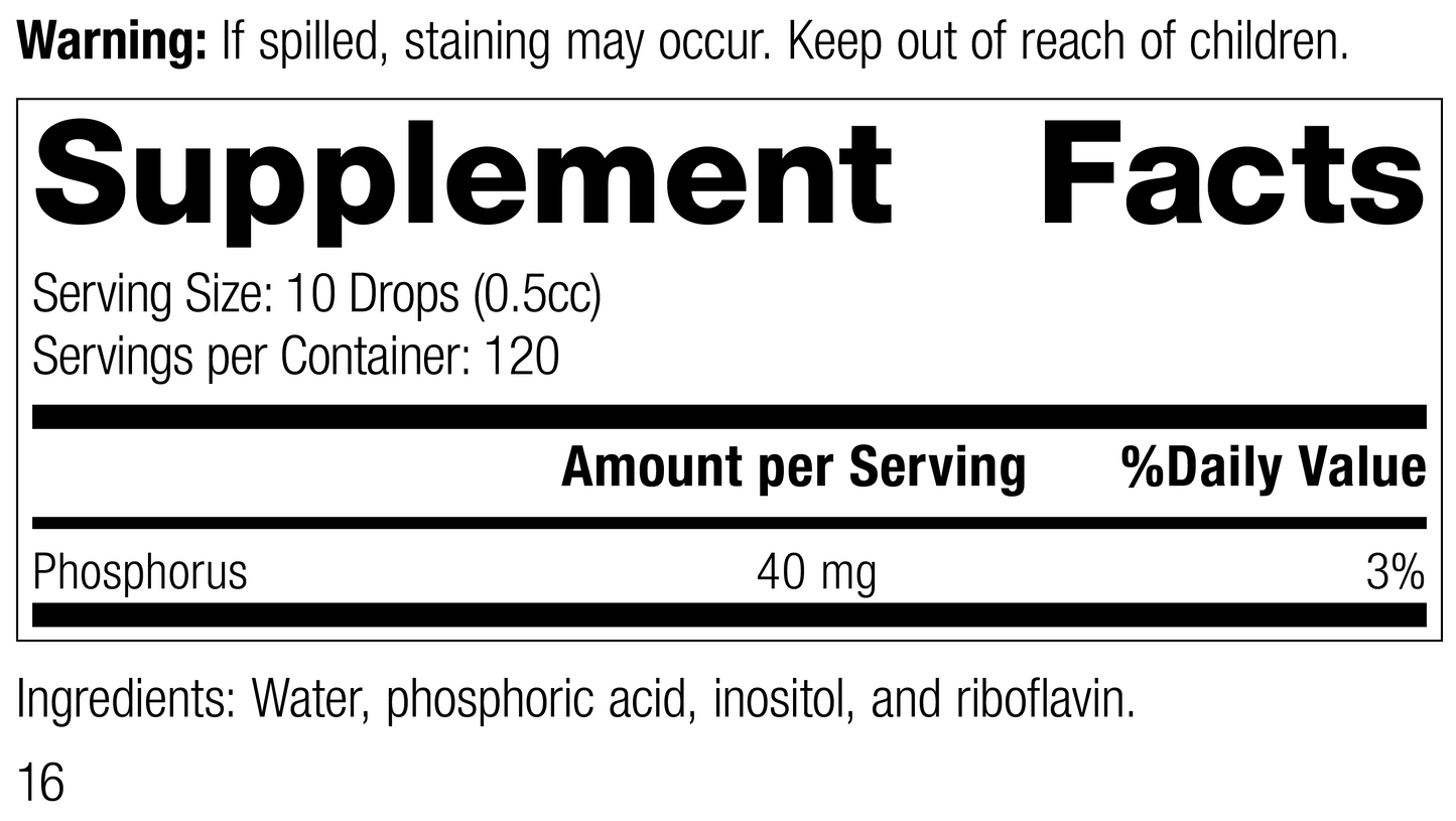 Phosfood® Liquid, Rev 15 Supplement Facts