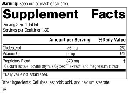 Thymex®, 330 Tablets, Rev 05 Supplement Facts