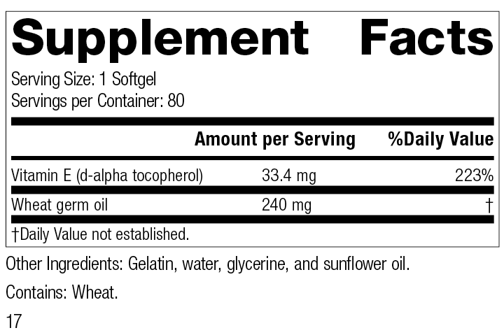 Wheat Germ Oil Fortified™, Rev 16 Supplement Facts