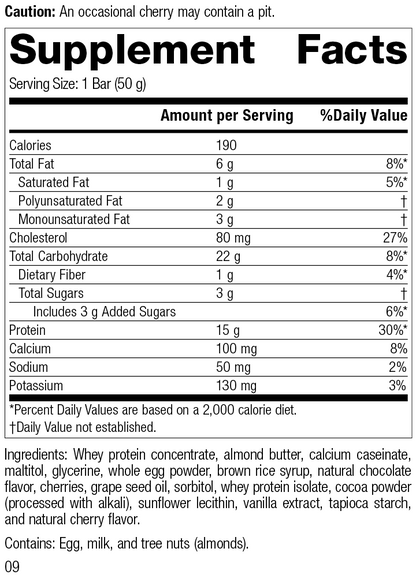 StandardBar®-Cocoa Cherry, Rev 07 Supplement Facts