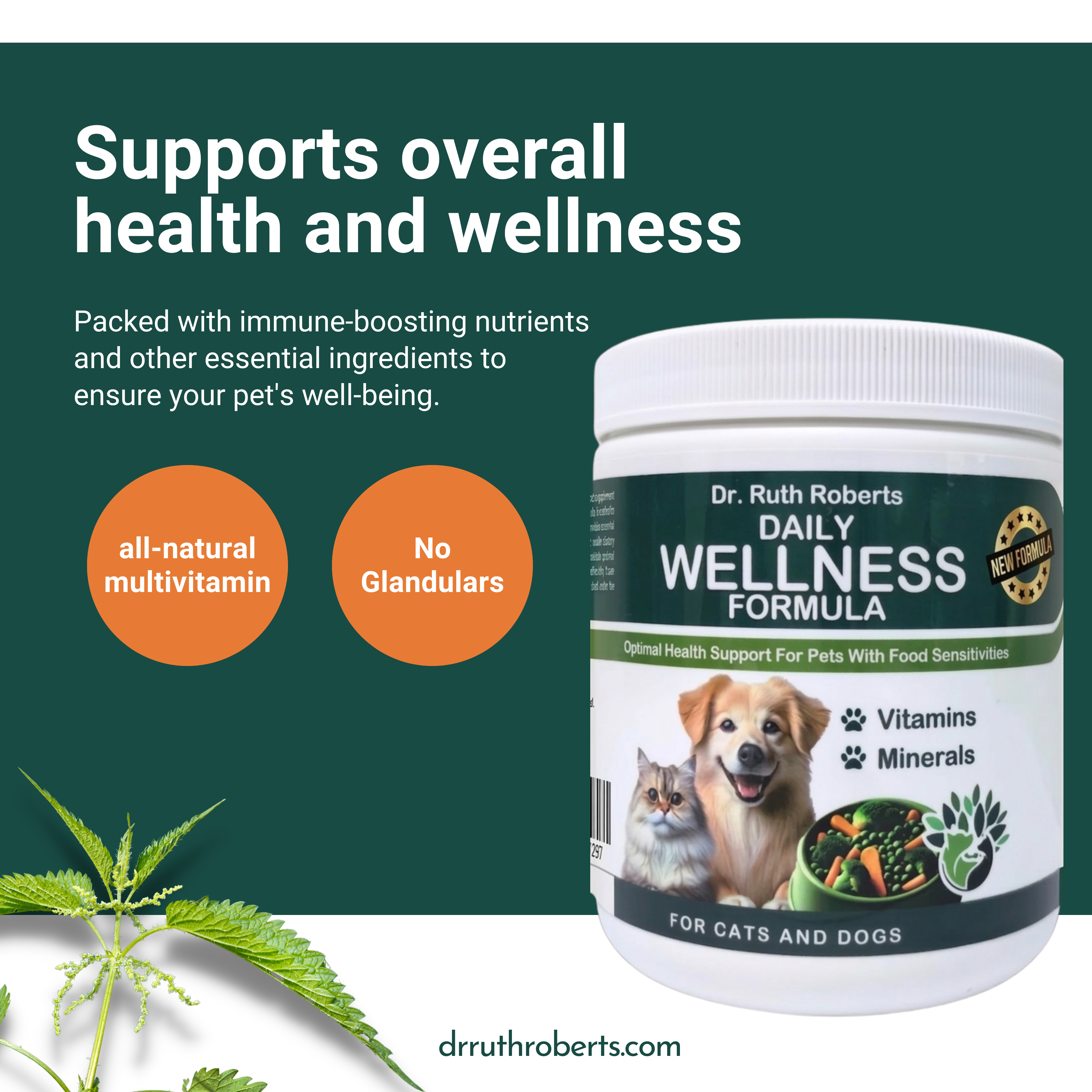 Daily Wellness Formula — Glandular-Free Multivitamin for Dogs & Cats w