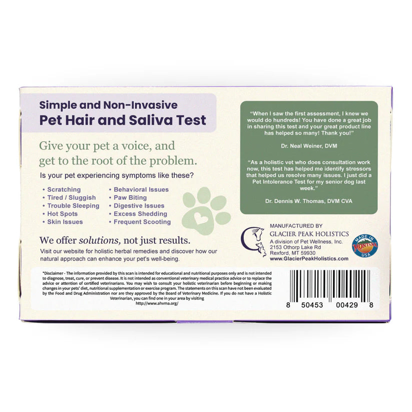 Glacier Peak Pet Intolerance Test (Pet Wellness Life Stress Scan Kit)
