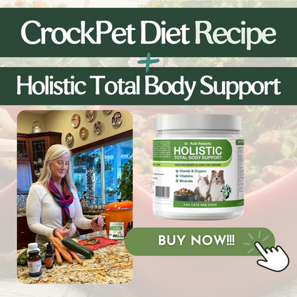 Get the Original Crockpet Diet bundled with Holistic Total Body Support Multivitamins by Dr. Ruth Roberts! This perfect combo of pet food and supplements is designed to provide your pet with optimal nutrition and support their overall wellbeing.