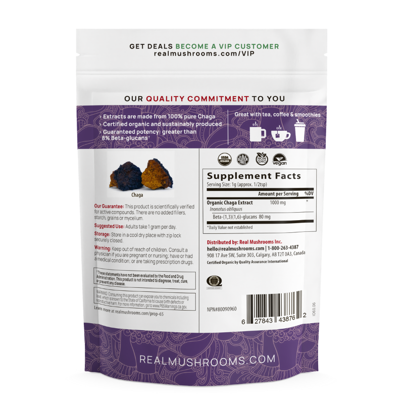 Organic Chaga Mushroom Powder for Pets (60 g) - Digestive Support