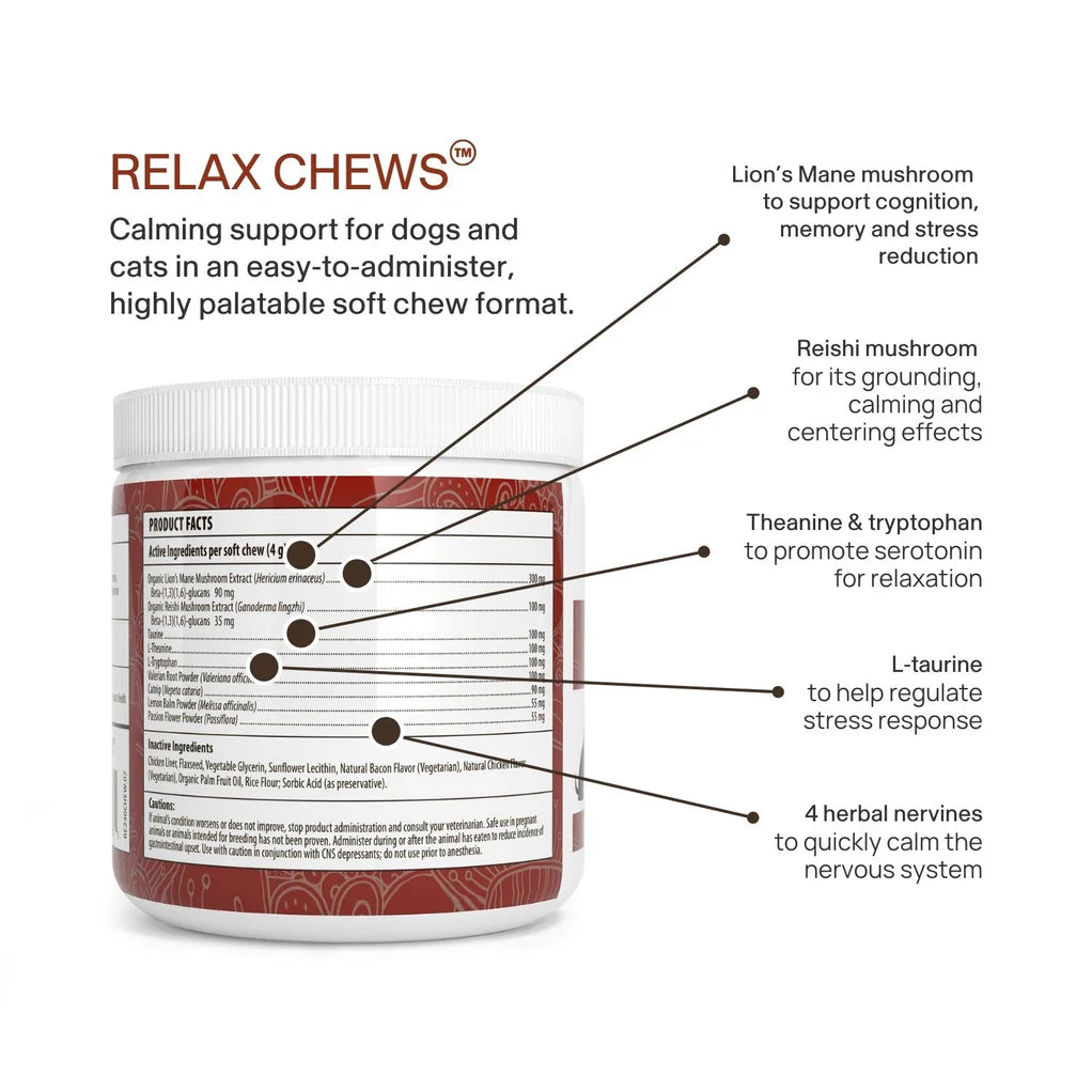 Mushroom Relax Pet Chews - Calming Treats for Dogs and Cats